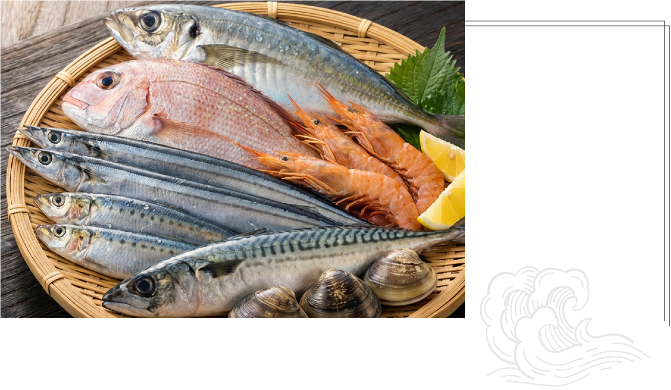 産地直送の鮮魚の盛り合わせ